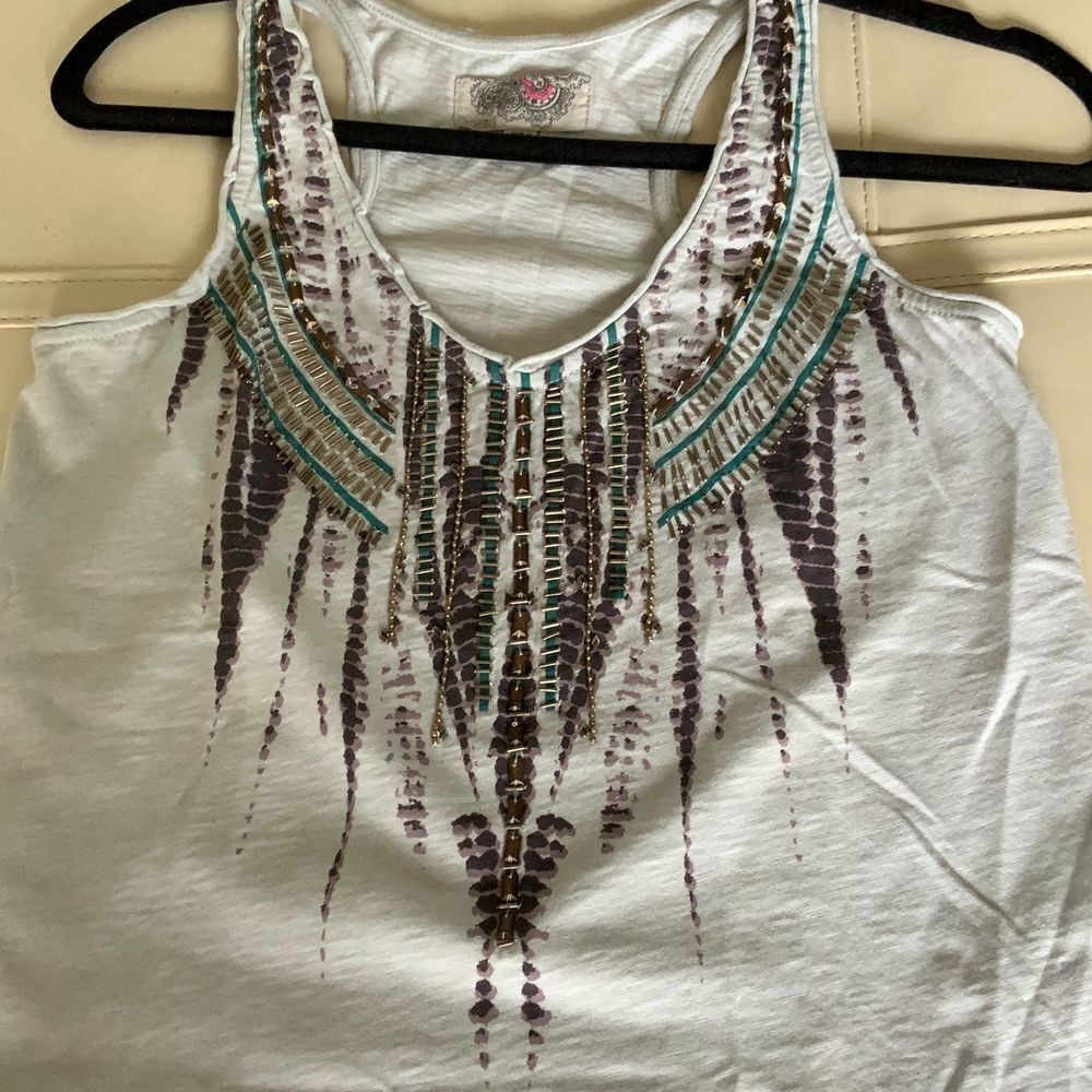Ecote RACERBACK Aztec Tank Top with beading Size XS
